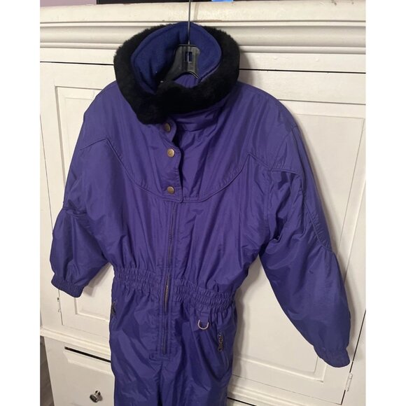 Ski Suit One Piece Snowsuit Snow Bib Girls 10 Jupa sports Purple Hood Embroidery - Picture 2 of 6